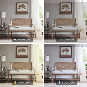 Farmhouse Settee with Rattan Back & Padded Arms