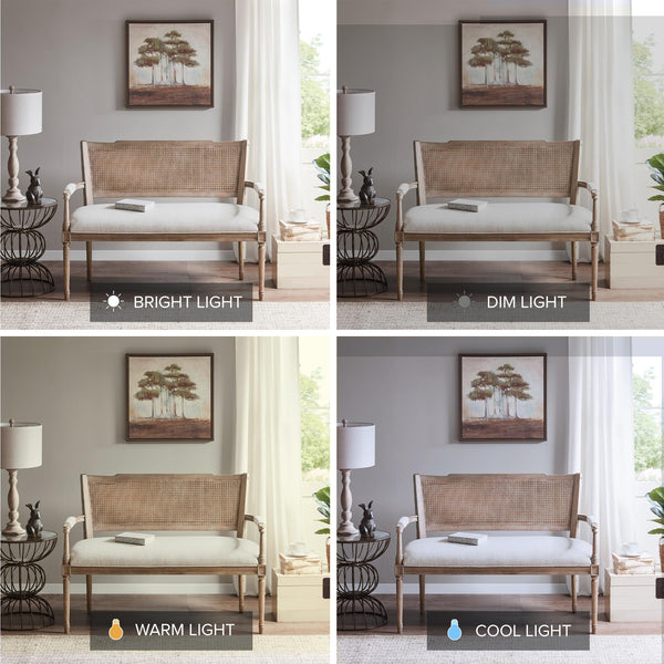 Farmhouse Settee with Rattan Back & Padded Arms