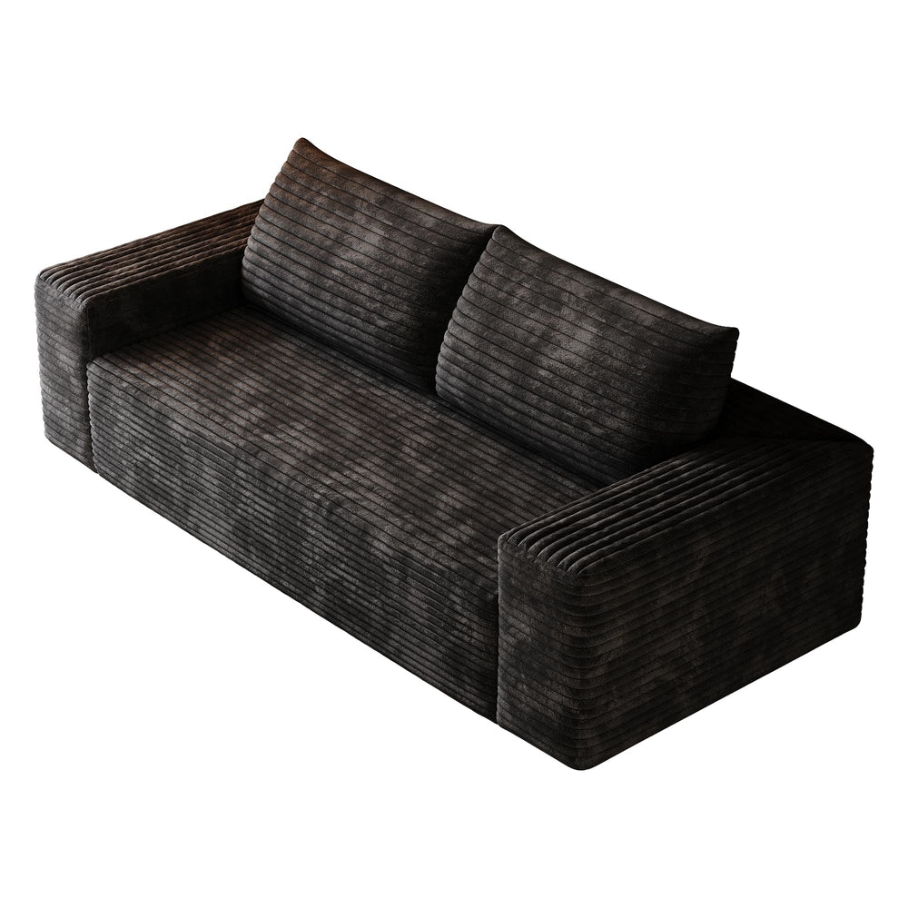 Corduroy Loveseat Boneless Sofa Couch – No Assembly, High-Density Foam