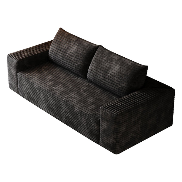Corduroy Loveseat Boneless Sofa Couch – No Assembly, High-Density Foam