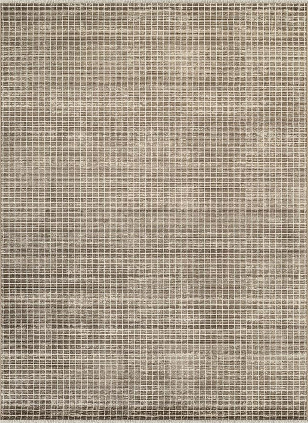 Brown Micro Grid Area Rug – Geometric, Non-Shedding, Pet-Friendly