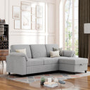 L-Shaped Sectional Sofa with Ottoman & Removable Pillows