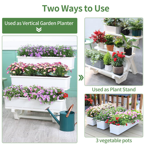 3-Tier Vertical Garden Planter with Tray