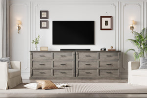 6 Drawer Farmhouse Dresser Wide Chest of Drawers with Metal Handles