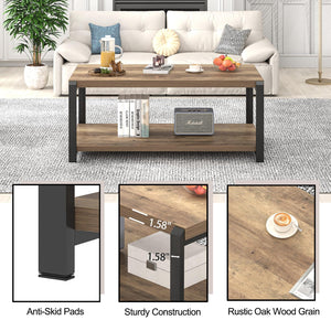 Industrial Rectangle Coffee Table with Storage Shelf