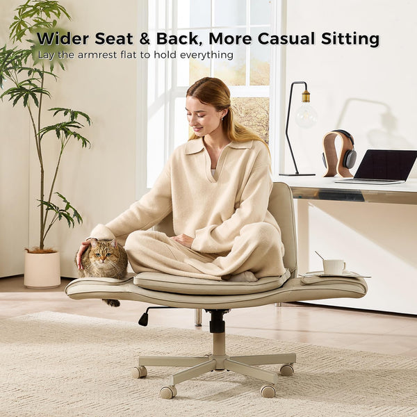 Criss Cross Chair with Adjustable Armrests & Wheels