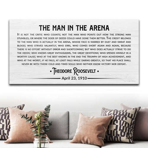 Man in the Arena Canvas Wall Art – Motivational Office & Home Decor