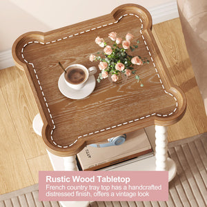 2-Tier Farmhouse End Table with Open Shelf
