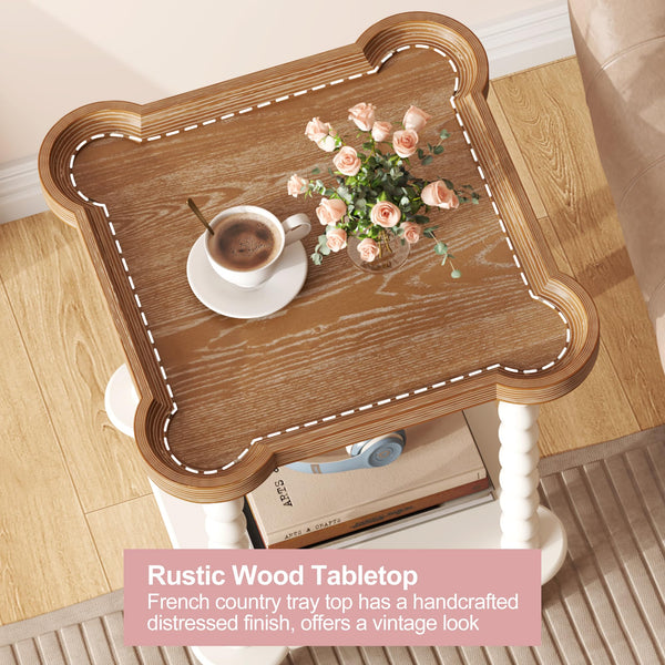 2-Tier Farmhouse End Table with Open Shelf