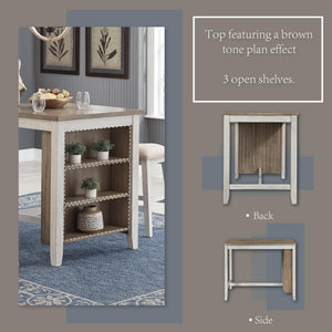 3-Piece Counter Height Dining Set with Cushioned Barstools — Whitewash Wood