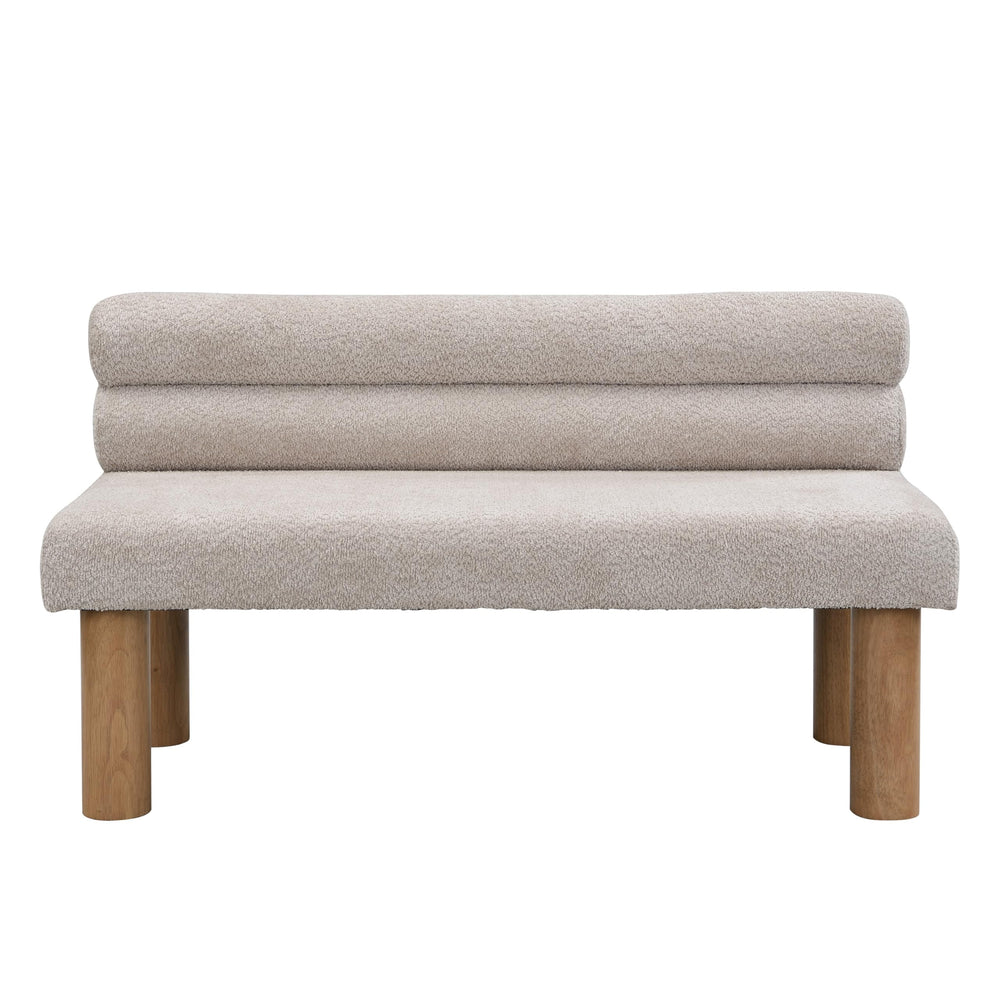 Boucle Upholstered Dining Bench with Wooden Frame
