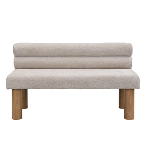 Boucle Upholstered Dining Bench with Wooden Frame