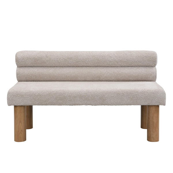 Boucle Upholstered Dining Bench with Wooden Frame