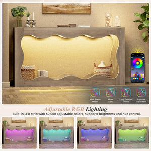 63" Farmhouse Console Table with LED Light