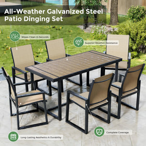 7-Piece Outdoor Patio Dining Set with Rectangle Table & 6 Textilene Chairs