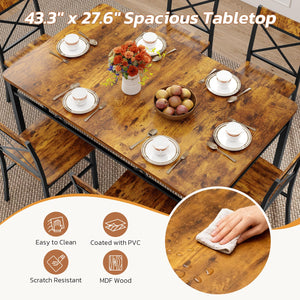 7-Piece Dining Table Set with 6 X-Back Chairs – Modern Farmhouse Kitchen Dining Set