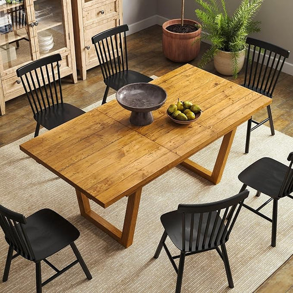 Extendable Dining Table, Pine Wood, Seats 4–8
