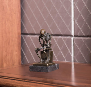 Bronze Skeleton Thinker Statue