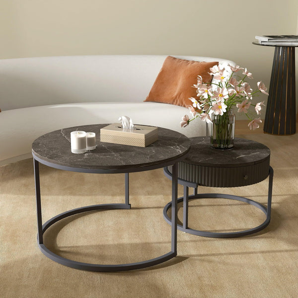 Round Nesting Coffee Table Set of 2