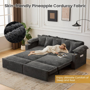 King Size Pull Out Sofa Bed – 3-in-1 Convertible Sleeper with USB & Storage