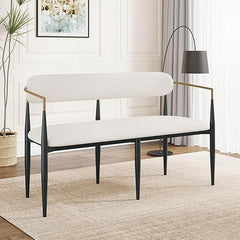 55" Metal Loveseat Settee with Iron Frame & Open Backrest