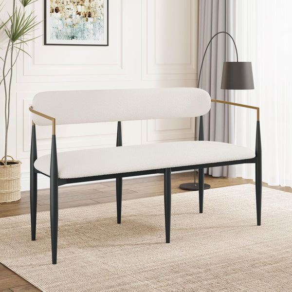 55" Metal Loveseat Settee with Iron Frame & Open Backrest