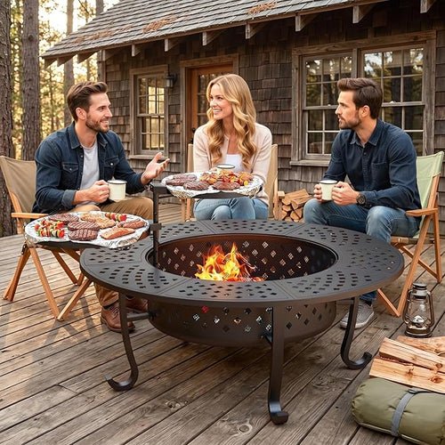 48-Inch Round Outdoor Wood-Burning Fire Pit