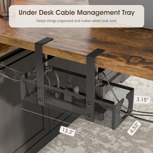 L-Shaped Electric Standing Desk with Storage Cabinet & File Drawer