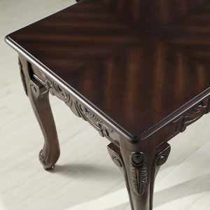 Traditional Ornate Wood Coffee Table – Dark Cherry