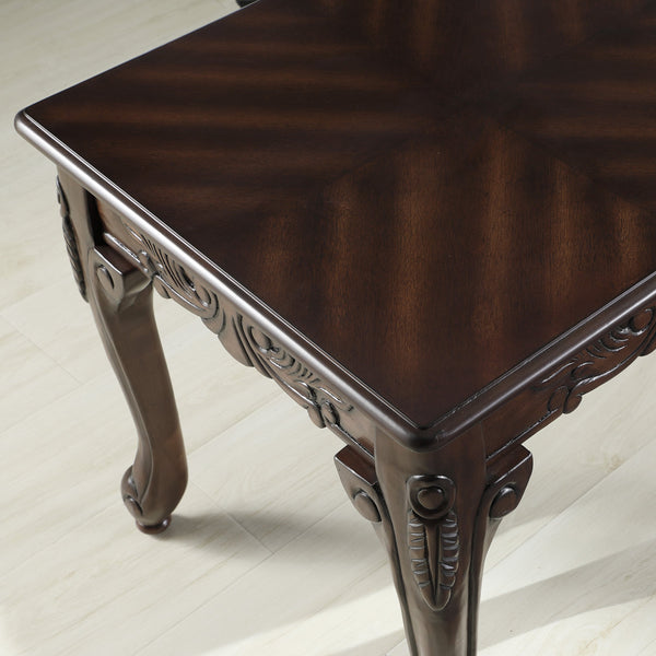 Traditional Ornate Wood Coffee Table – Dark Cherry