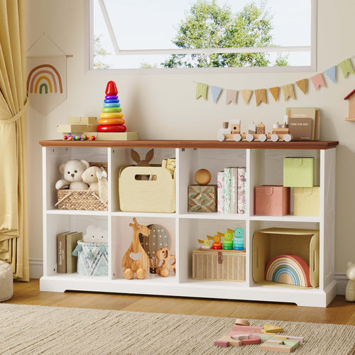8-Cube Storage Organizer with Farmhouse Bookshelf