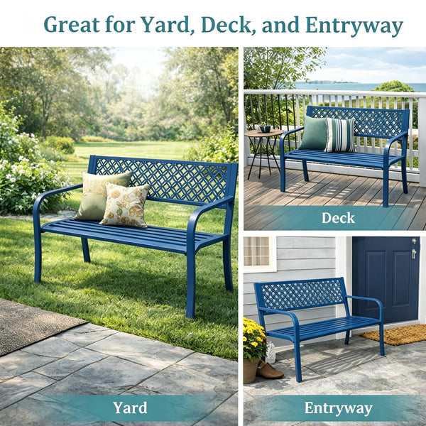 Outdoor Metal Garden Bench for 2