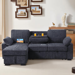 L-Shaped Sleeper Sectional Sofa with Storage & Charging