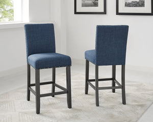 5-Piece Round Counter Height Dining Set with Fabric Nailhead Stools