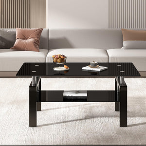 Glass Coffee Table Set of 3 with End Tables – Modern Living Room Furniture