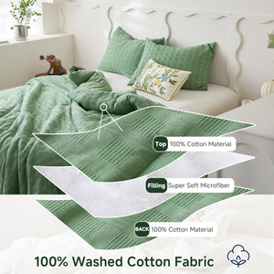 Cotton Waffle Weave Comforter Set – 3-Piece Bedding Set