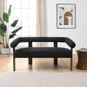 Modern Bouclé Fabric Loveseat – 2-Seater Sofa with Curved Armrests & Rubberwood Frame