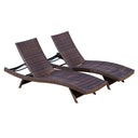 Outdoor Wicker Adjustable Chaise Lounge Chair Set, 2-Piece