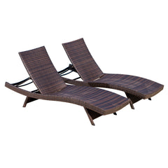 Outdoor Wicker Adjustable Chaise Lounge Chair Set, 2-Piece