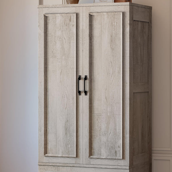 Freestanding Wardrobe Closet with 2 Doors and 2 Drawers – 70" H x 28" W