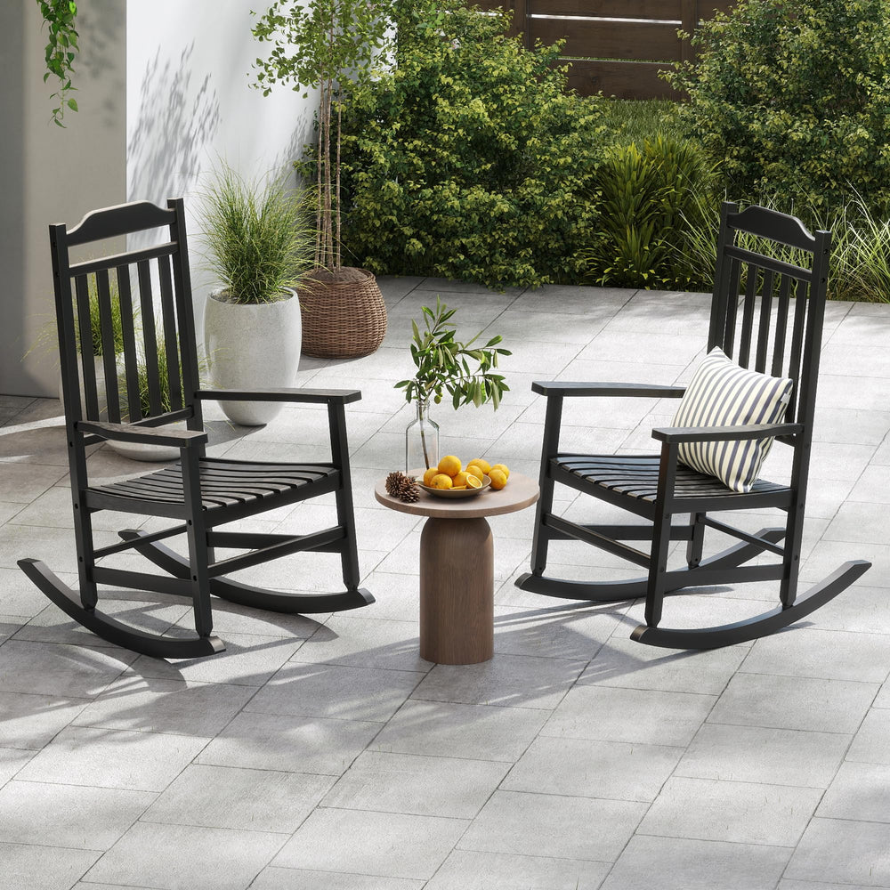 Outdoor Resin Rocking Chair Set of 2 – High Back Porch Rocker