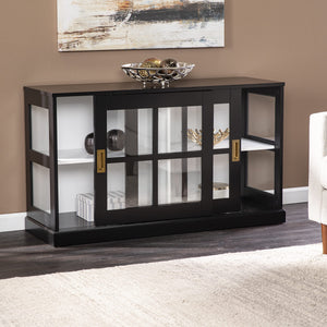 Black Curio Cabinet with Sliding Glass Doors
