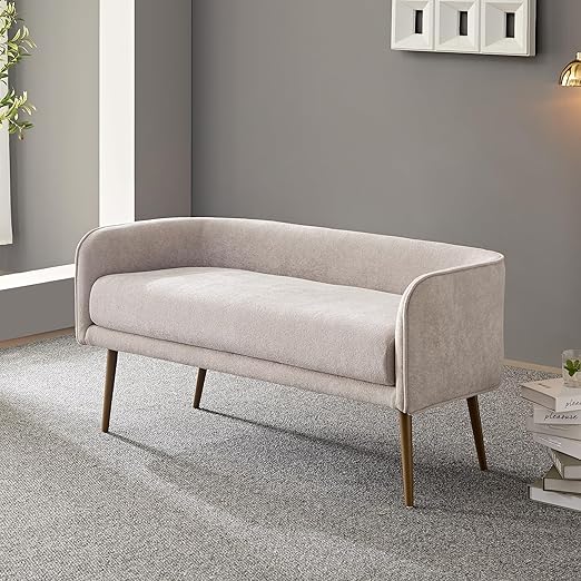 Upholstered Bedroom Bench with Metal Frame