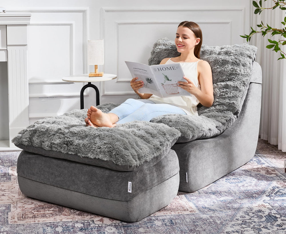 Floor Sofa Couch with Ottoman & Footrest