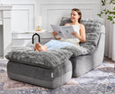 Floor Sofa Couch with Ottoman & Footrest