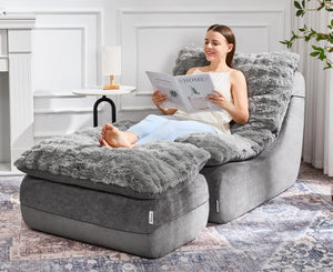 Floor Sofa Couch with Ottoman & Footrest