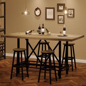 63-Inch Industrial Counter Height Bar Table with Metal Footrest