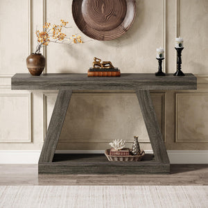 Farmhouse Console Table 55-Inch with Storage