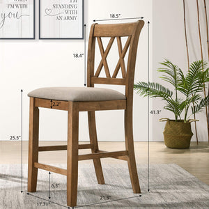 5-Piece Counter Height Dining Set with Cross-Buck Pedestal Table