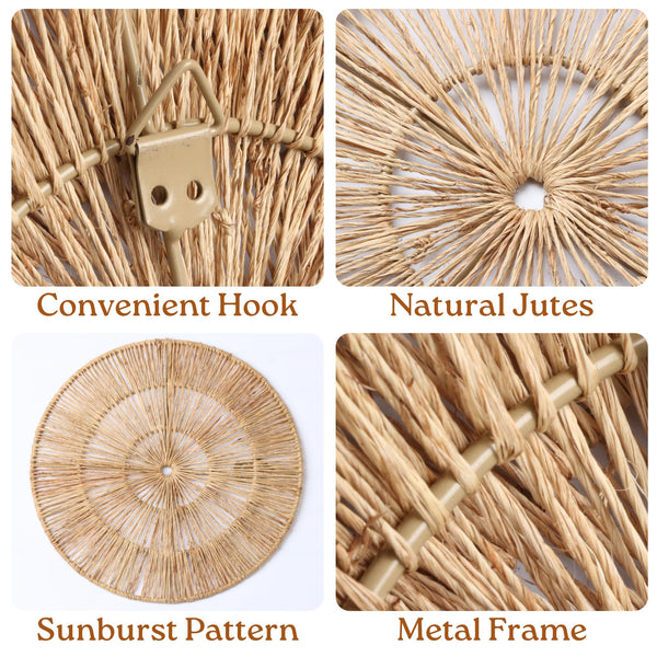 Jute Wall Hanging Basket Plates Set – Boho Woven Wall Decor